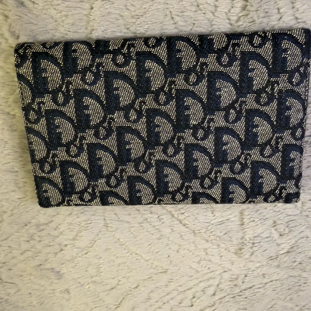 Dior Navy Blue Monogram Trotter Saddle Flap Long Wallet